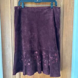 Vintage Y2K Leather Embroidered Skirt